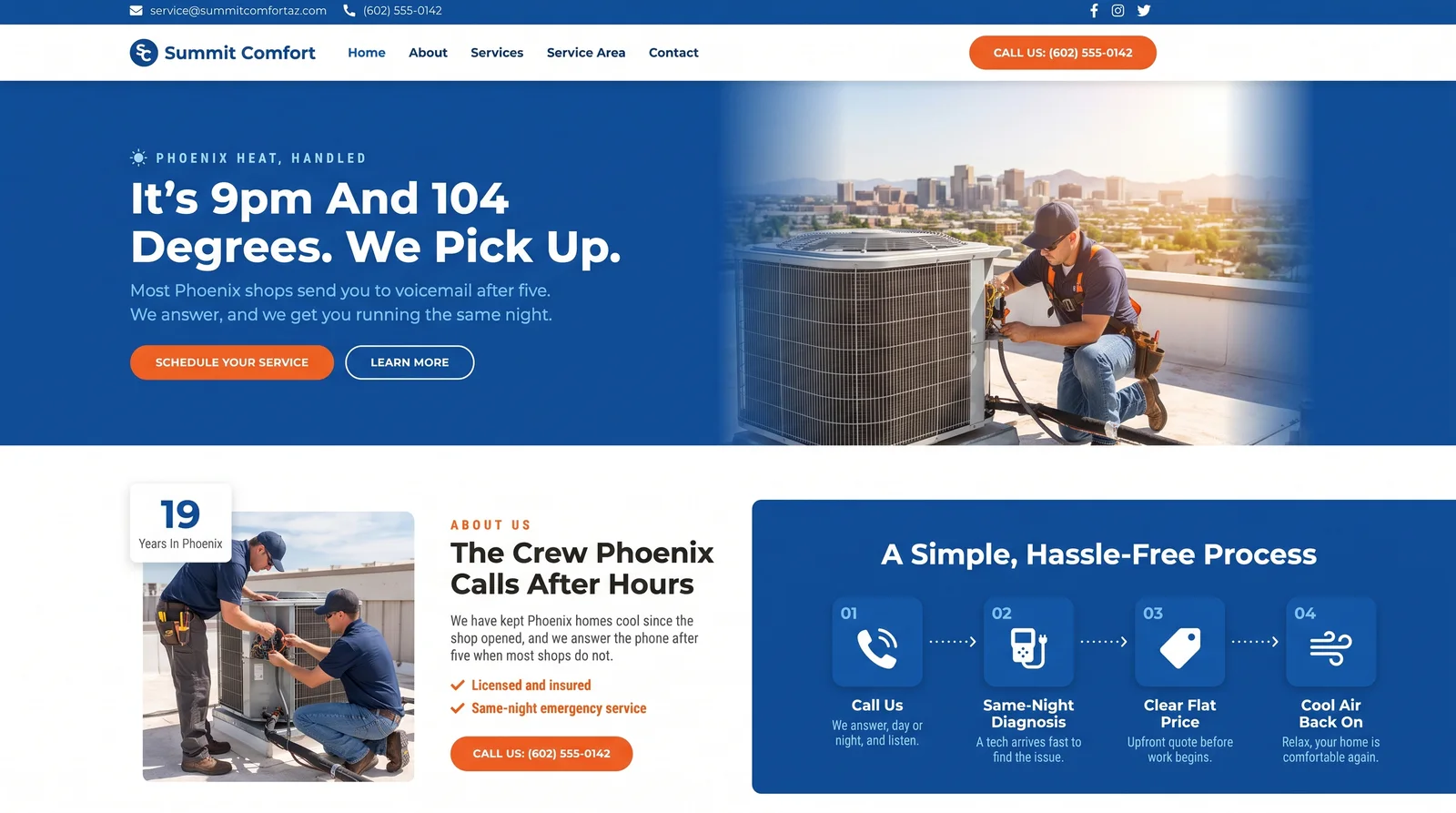 Fictional hvac website design by 4FRNT